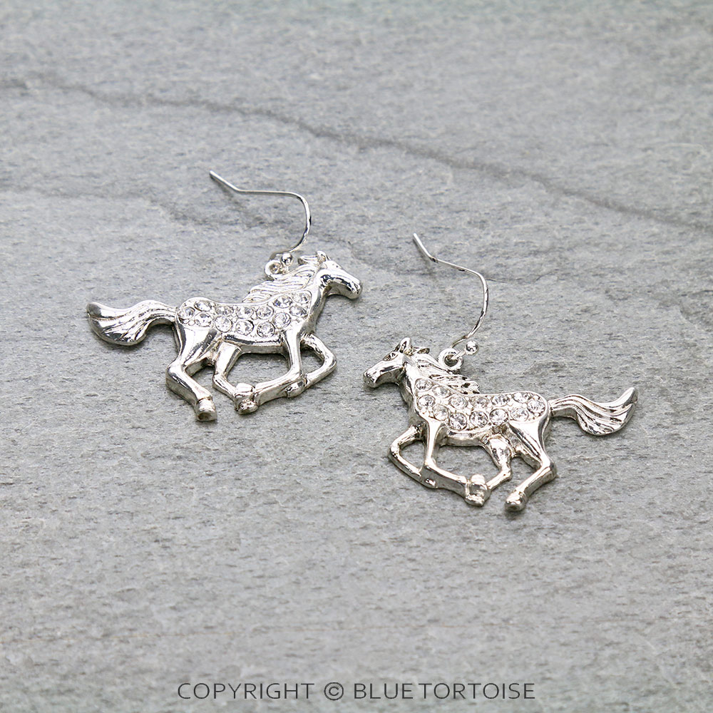 Western Running Horse Dangle Earrings