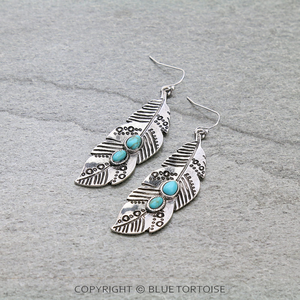 Western Leaf Stone Dangle Earrings