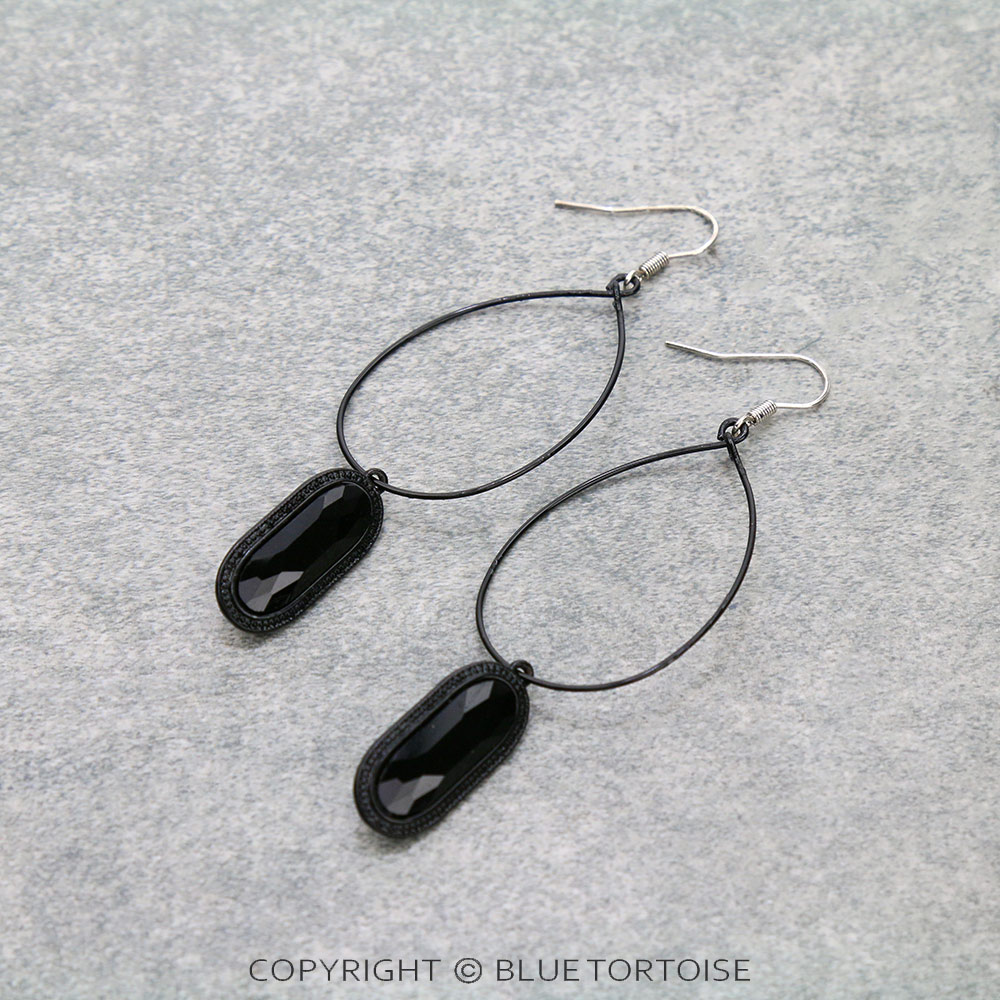 Glass Stone Teardrop Dangle Earrings