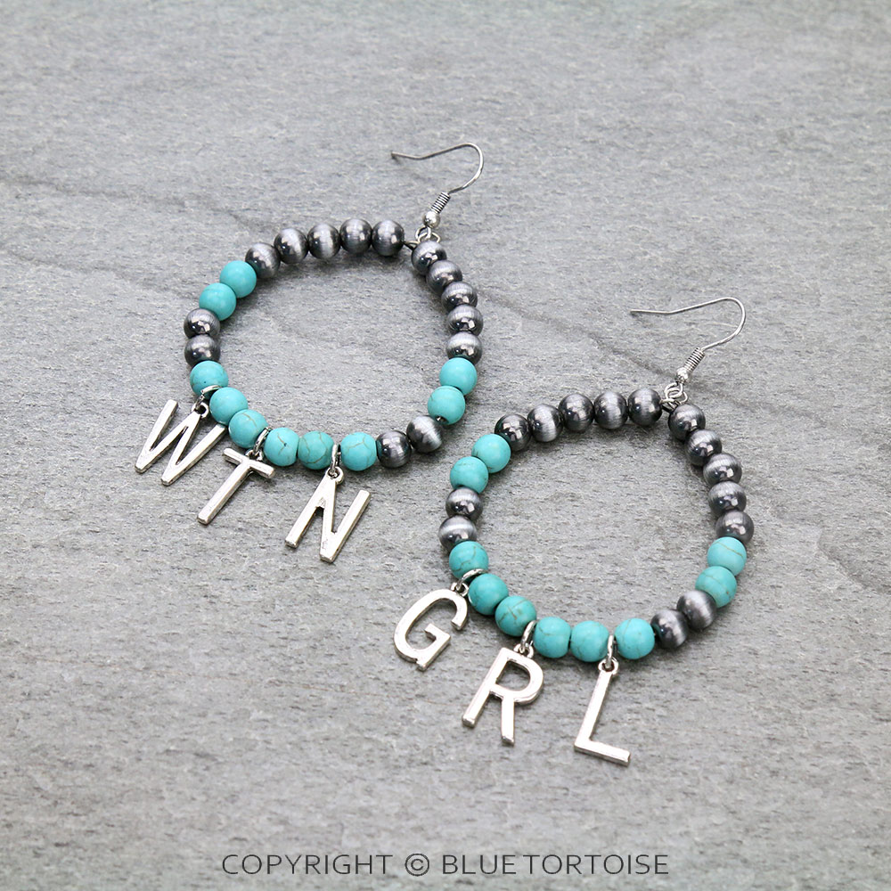3" Navajo Style Bead "WESTERN GIRL" Dangle Earrings