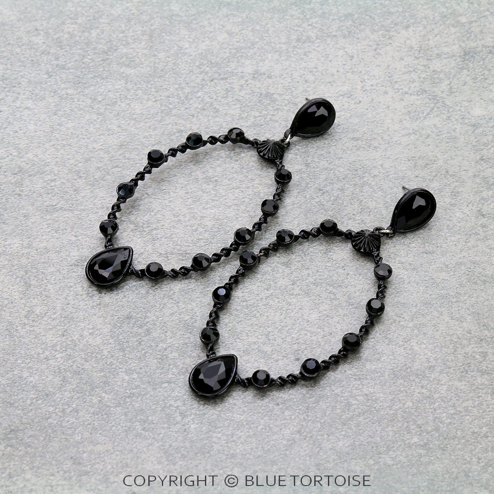 Glass Stone Oval Stud Earrings