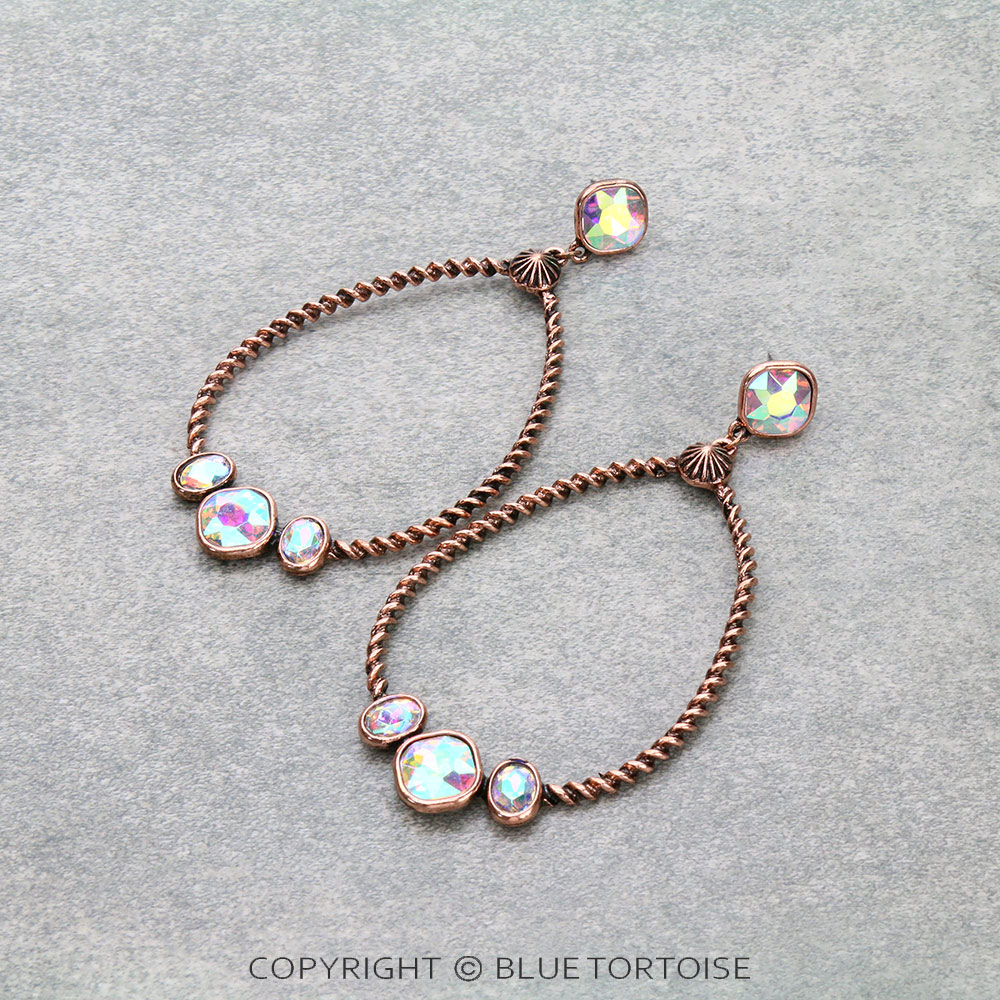 Glass Stone Teardrop Stud Earrings