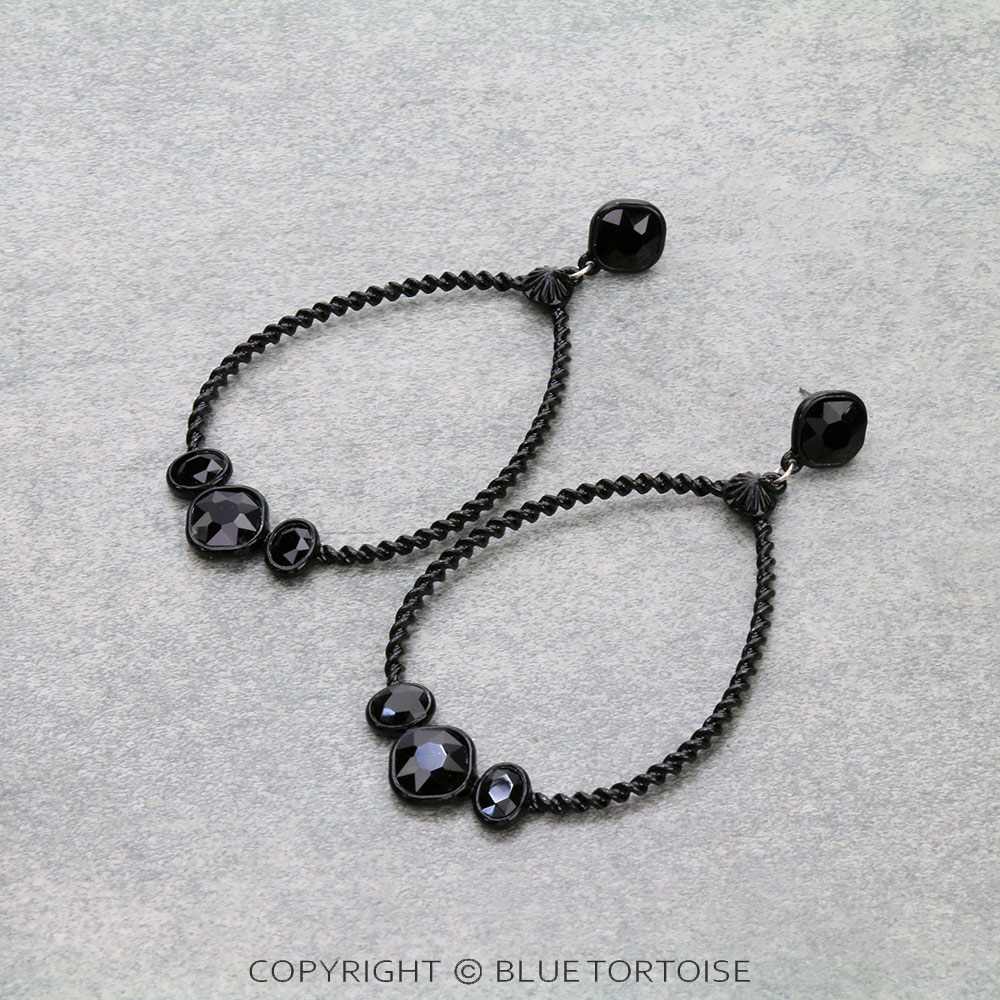 Glass Stone Teardrop Stud Earrings