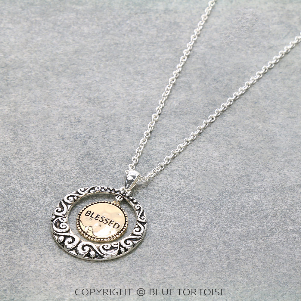 Inspiration Round "Blessed" Dangling Necklace - Image 3