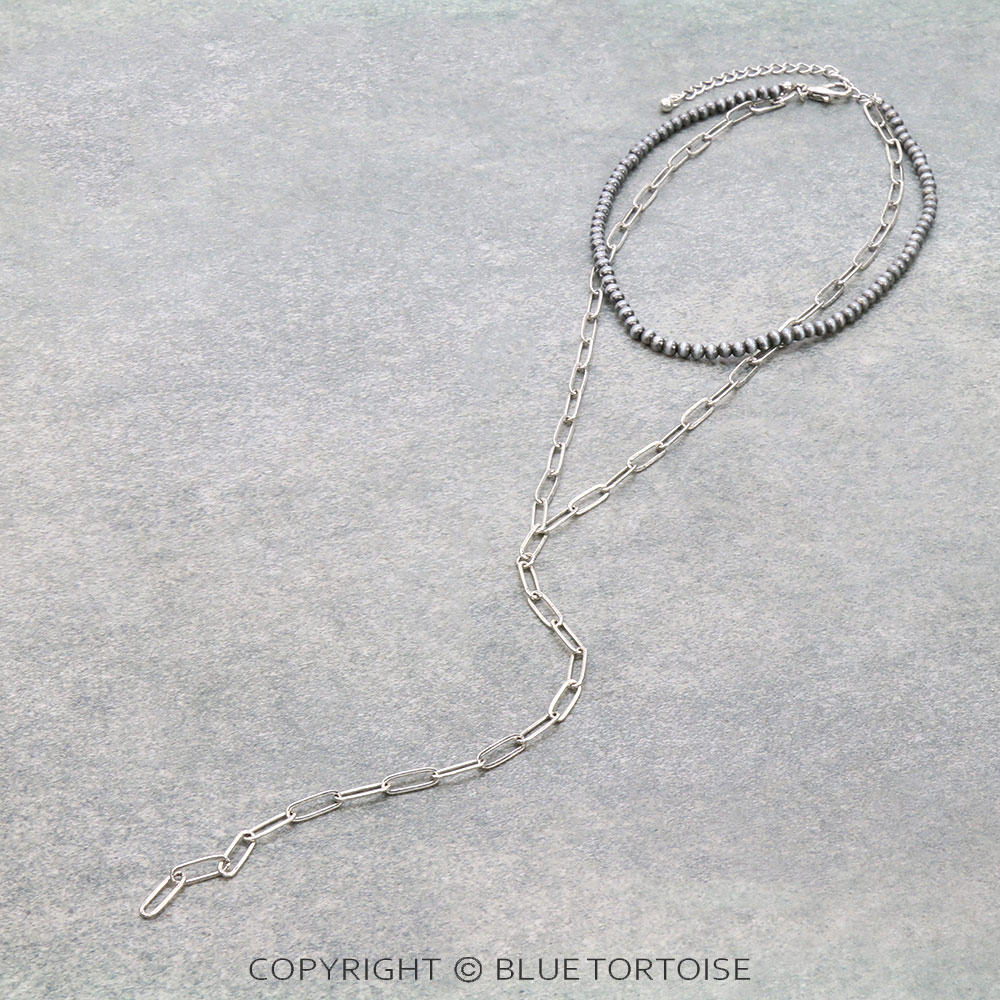 Navajo Style Pearl with Chain 2Row Choker - Image 3