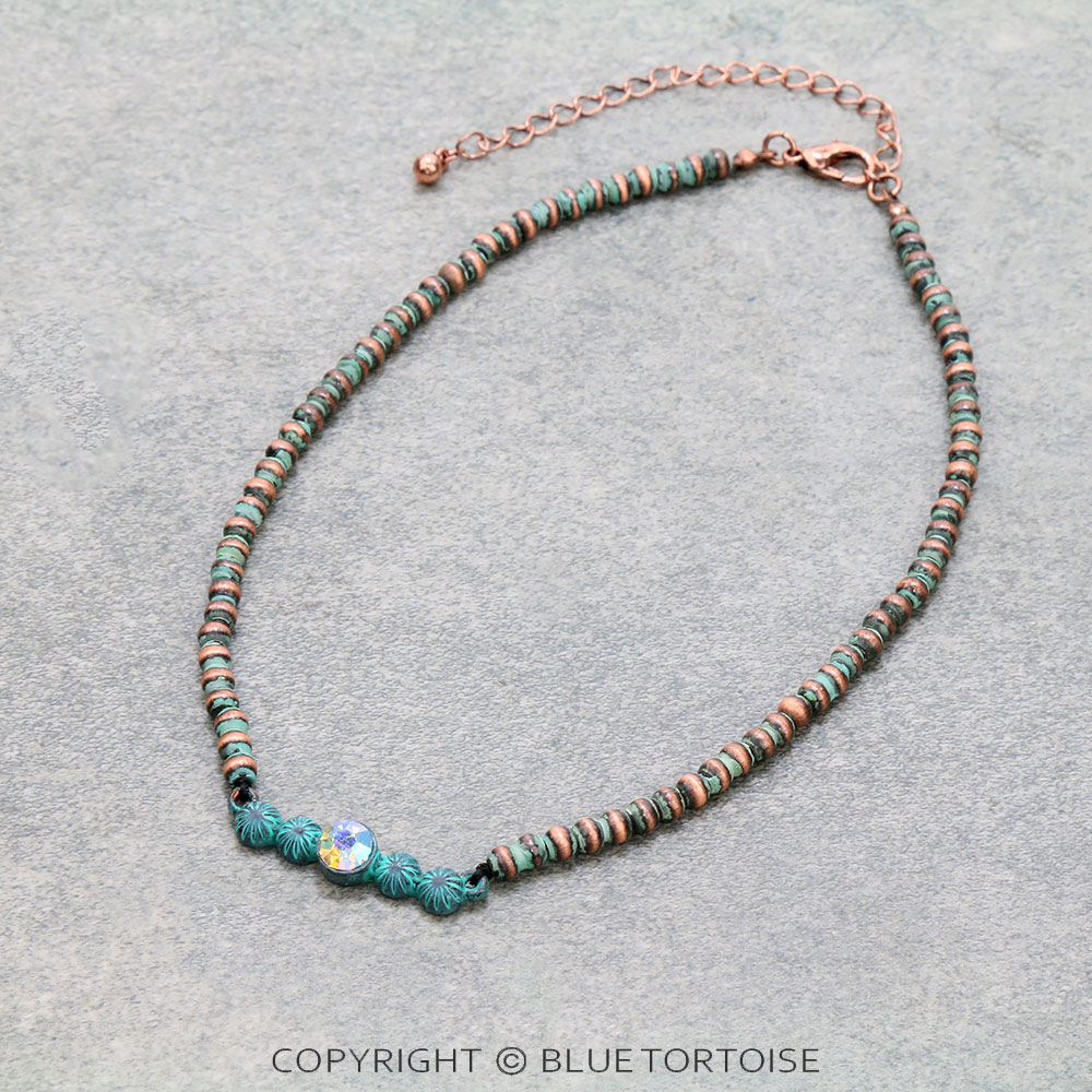 Navajo Style Pearl with Concho Bar Pendant Choker