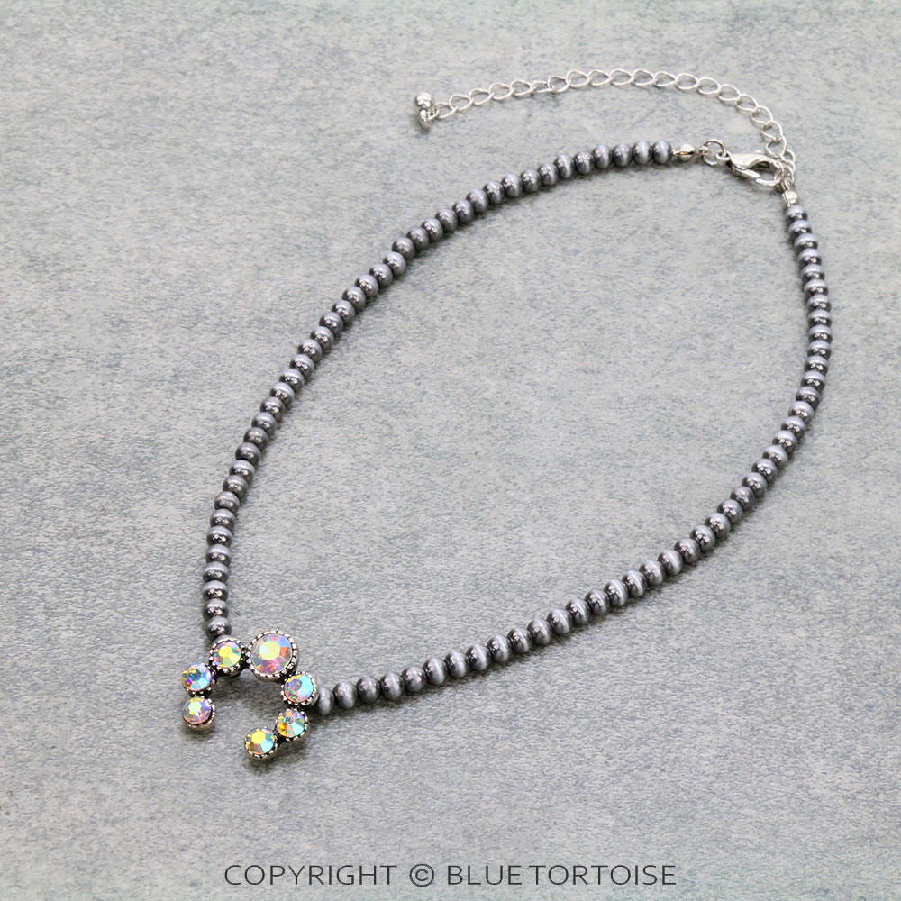 Navajo Style Pearl with Squash Blossom Pendant Choker
