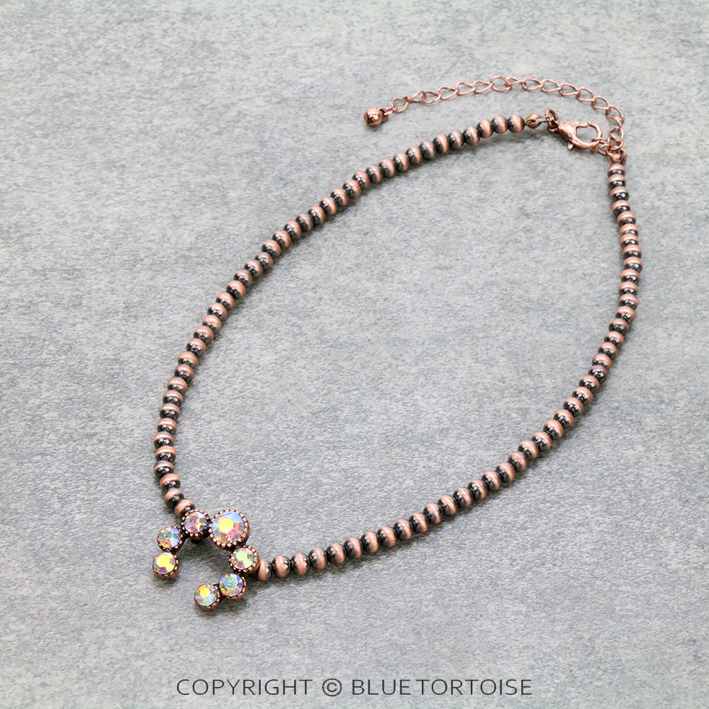 Navajo Style Pearl with Squash Blossom Pendant Choker