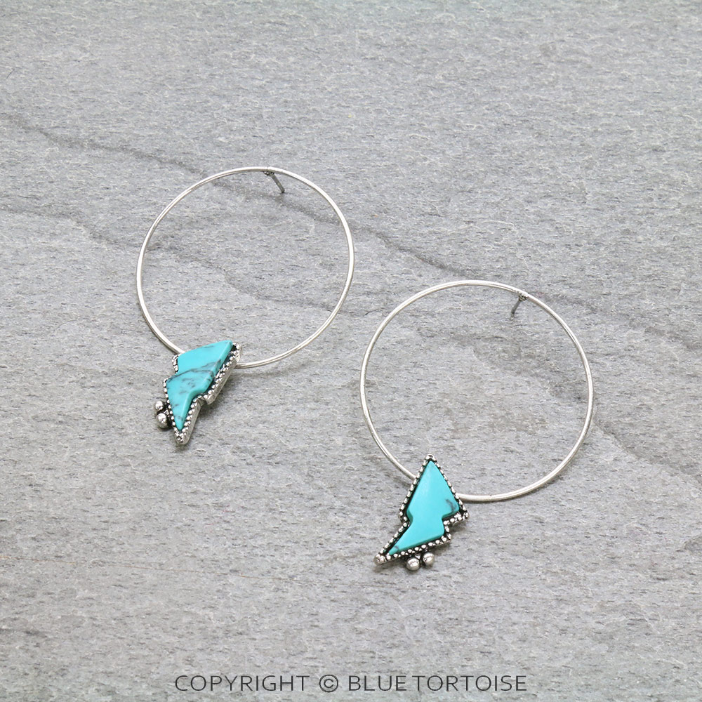 Thunder Stone Hoop Stud Earrings