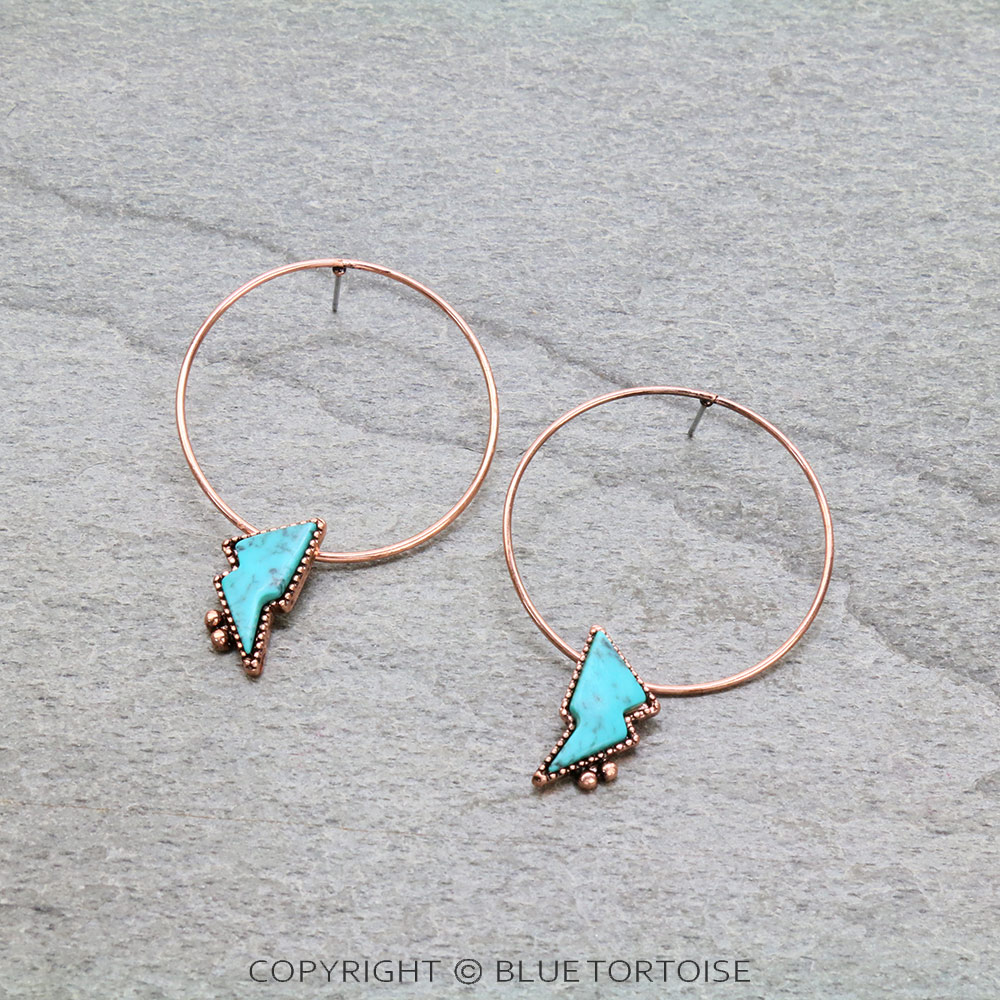Thunder Stone Hoop Stud Earrings