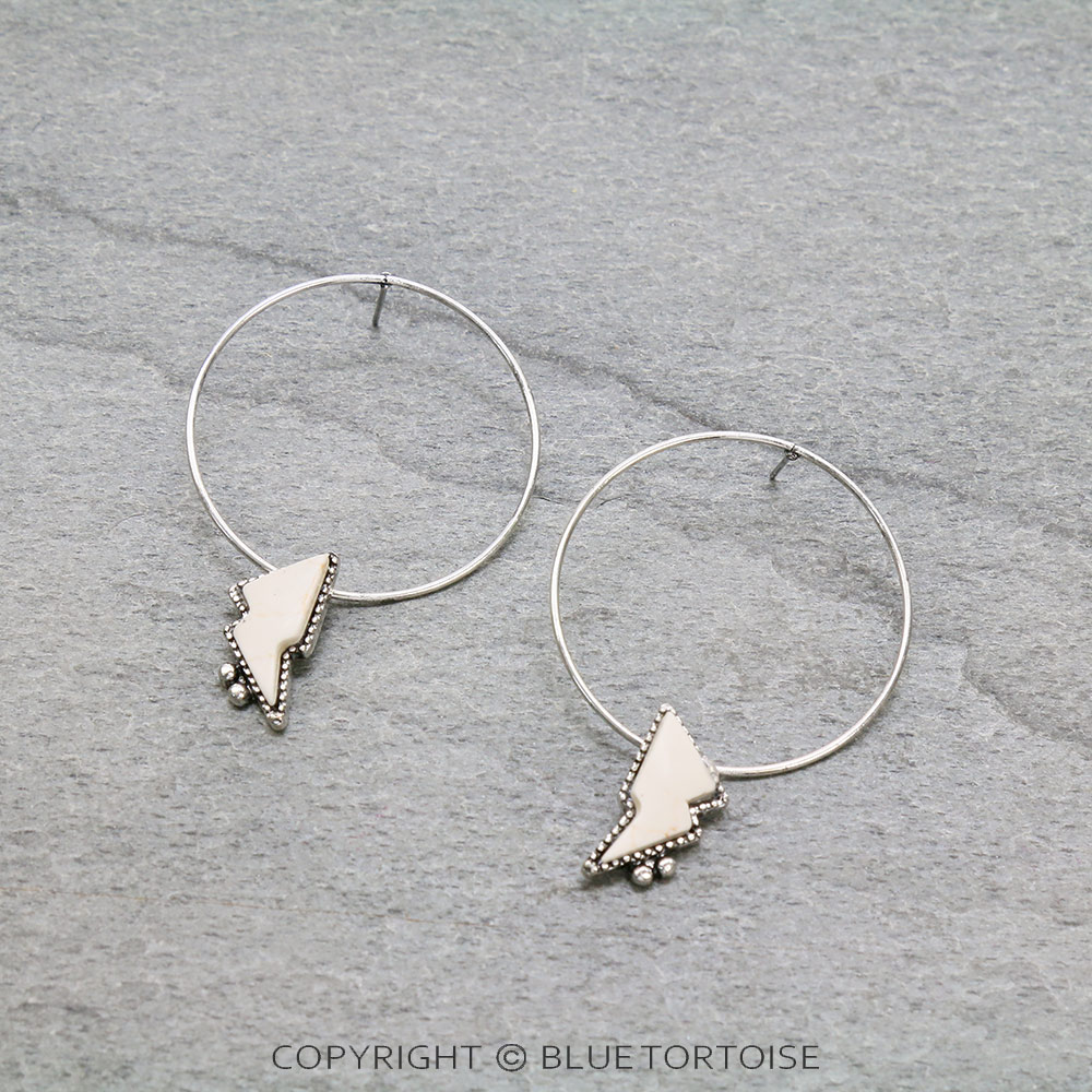Thunder Stone Hoop Stud Earrings