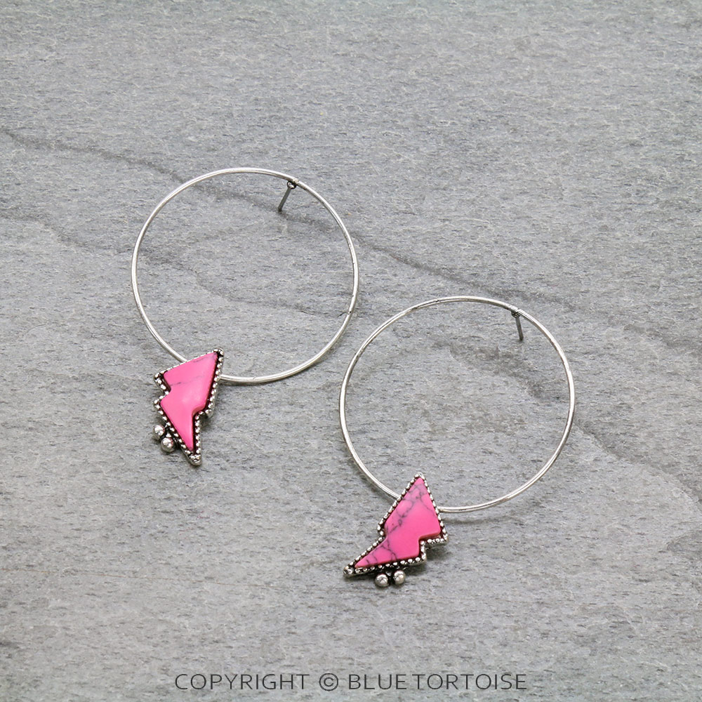 Thunder Stone Hoop Stud Earrings