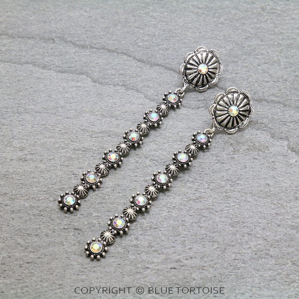 Western Concho Bar Stud Earrings