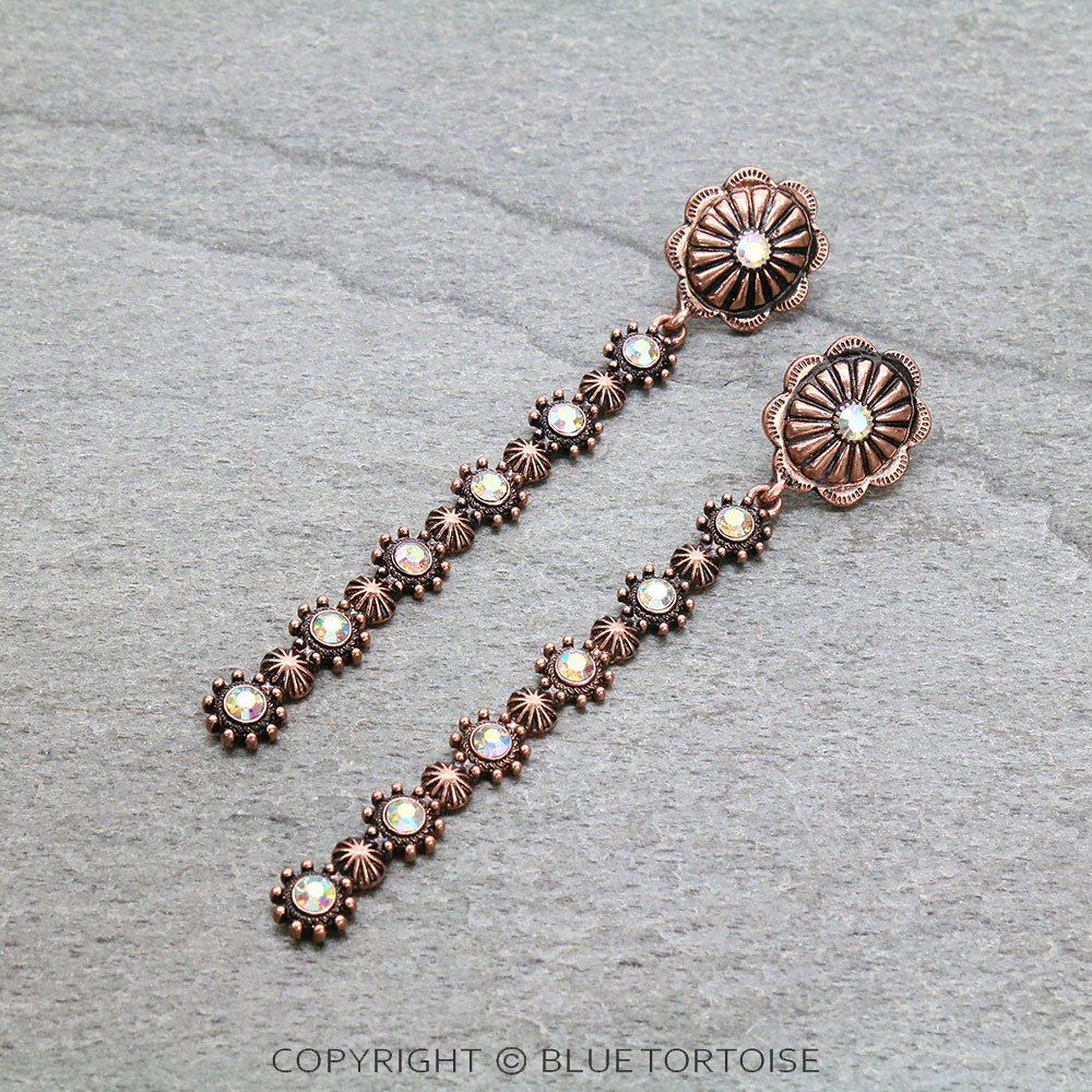 Western Concho Bar Stud Earrings