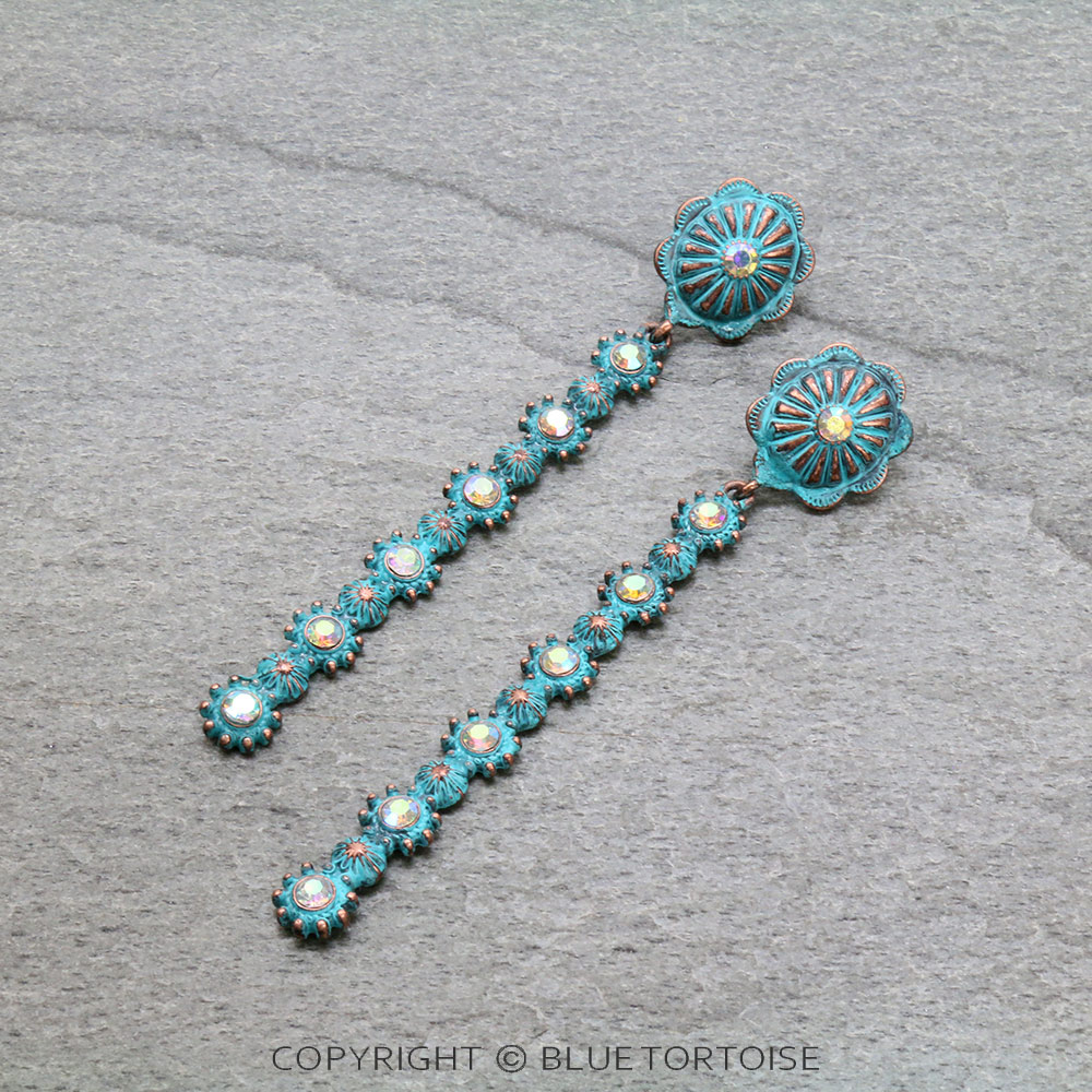 Western Concho Bar Stud Earrings
