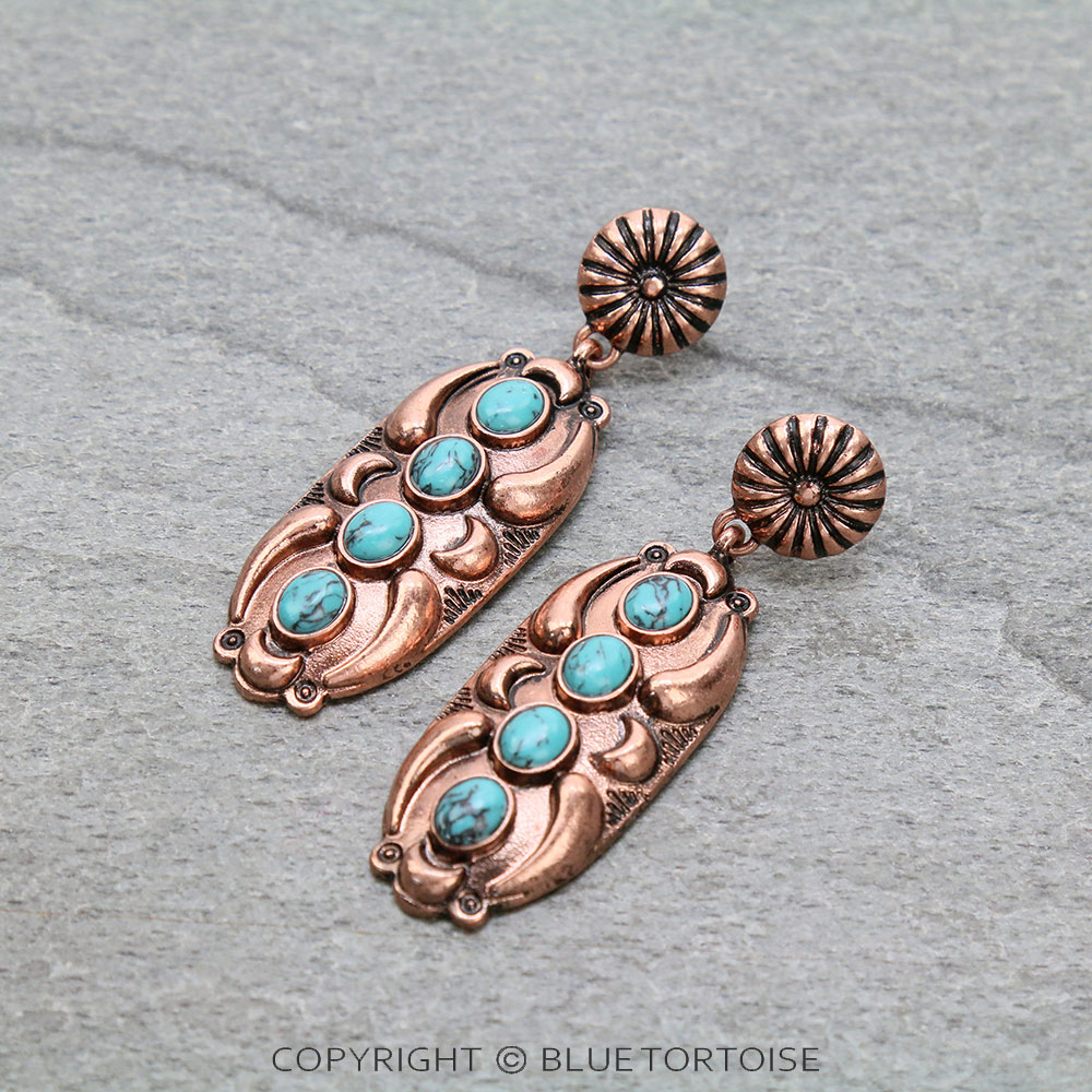 Western Concho Oval Stud Earrings