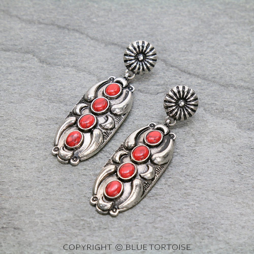 Western Concho Oval Stud Earrings
