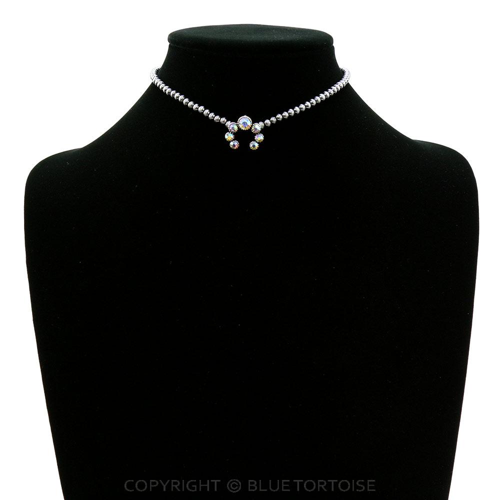 Navajo Style Pearl with Squash Blossom Pendant Choker - Image 2