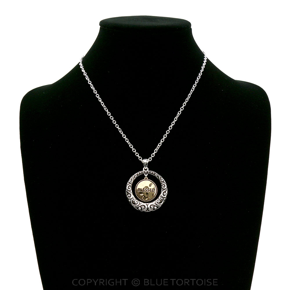 Inspiration Round "Blessed" Dangling Necklace - Image 2