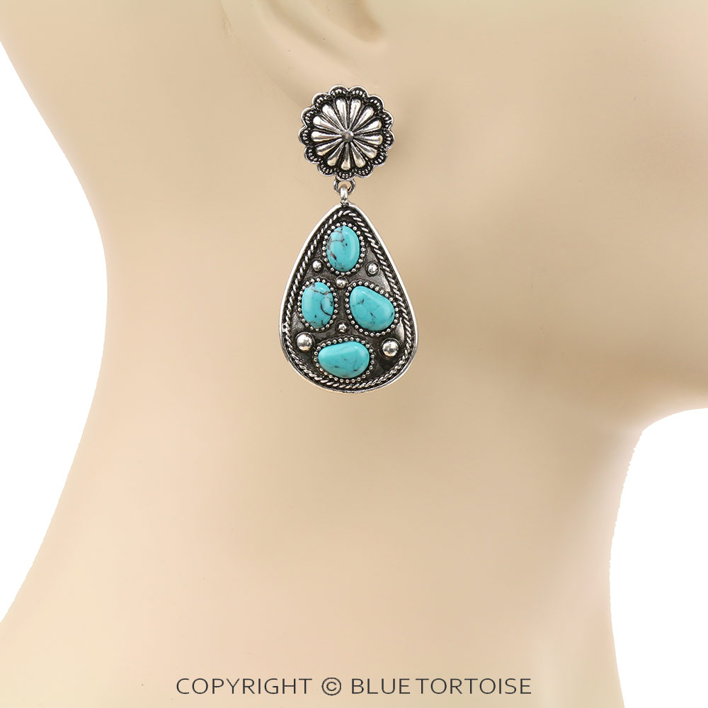 Western Concho Teardrop Stud Earrings - Image 2