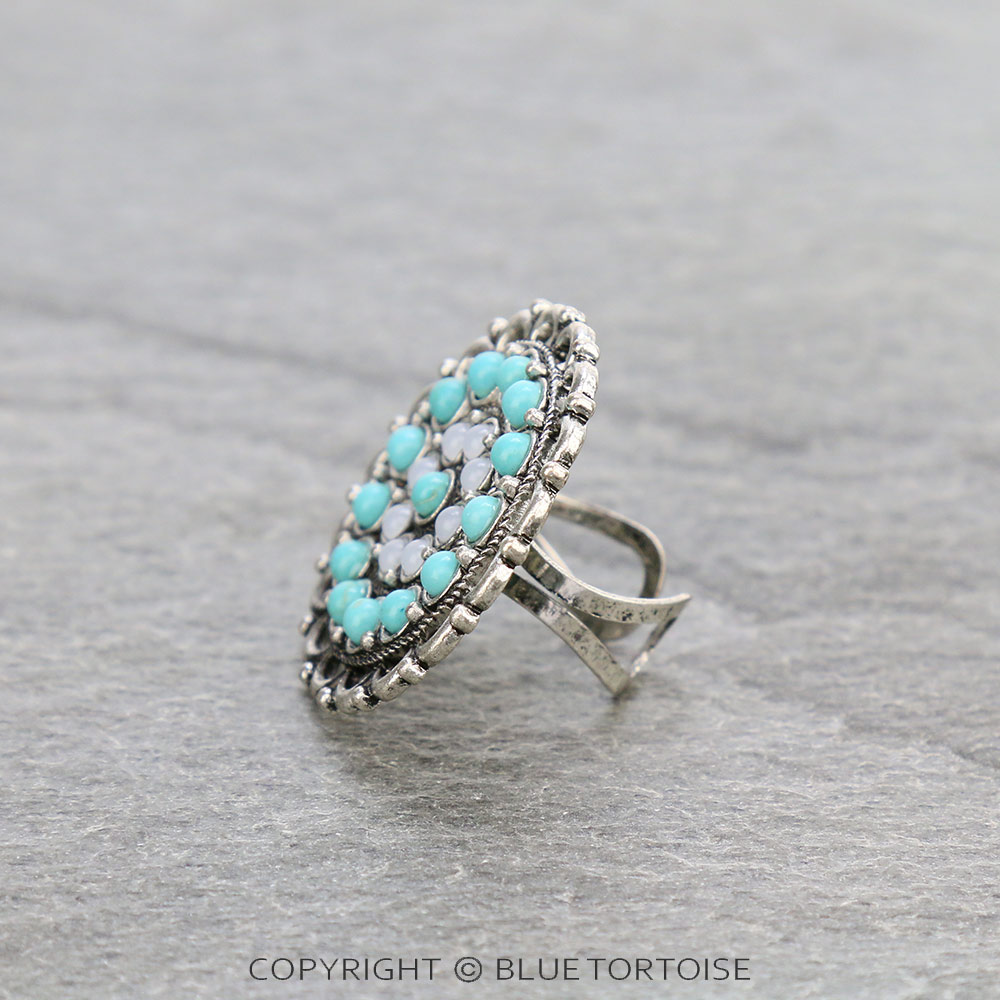 Western Concho Stone Cuff Ring - Image 2