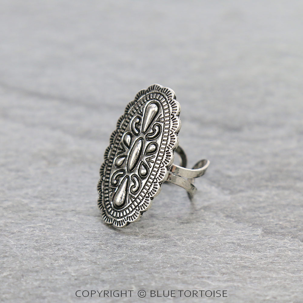 Western Texture Concho Cuff Ring - Image 2