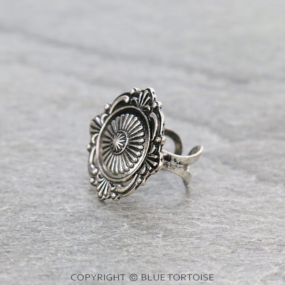 Western Texture Concho Cuff Ring - Image 2