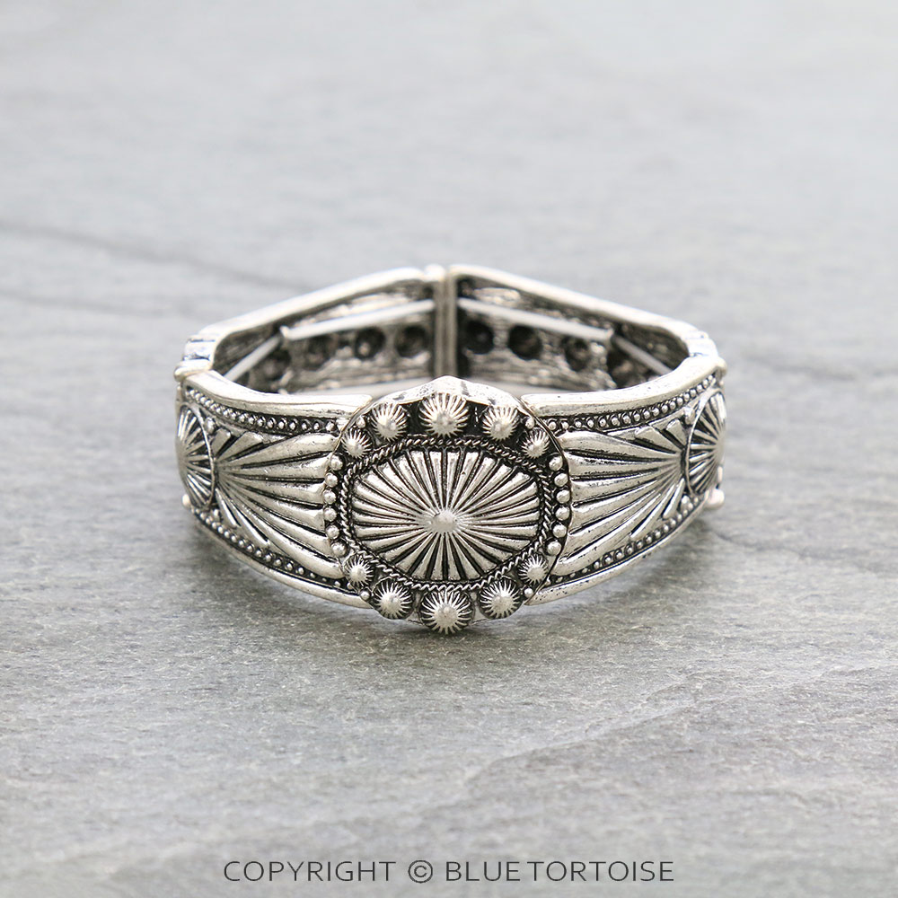Western Texture Concho Double Stretch Bracelet