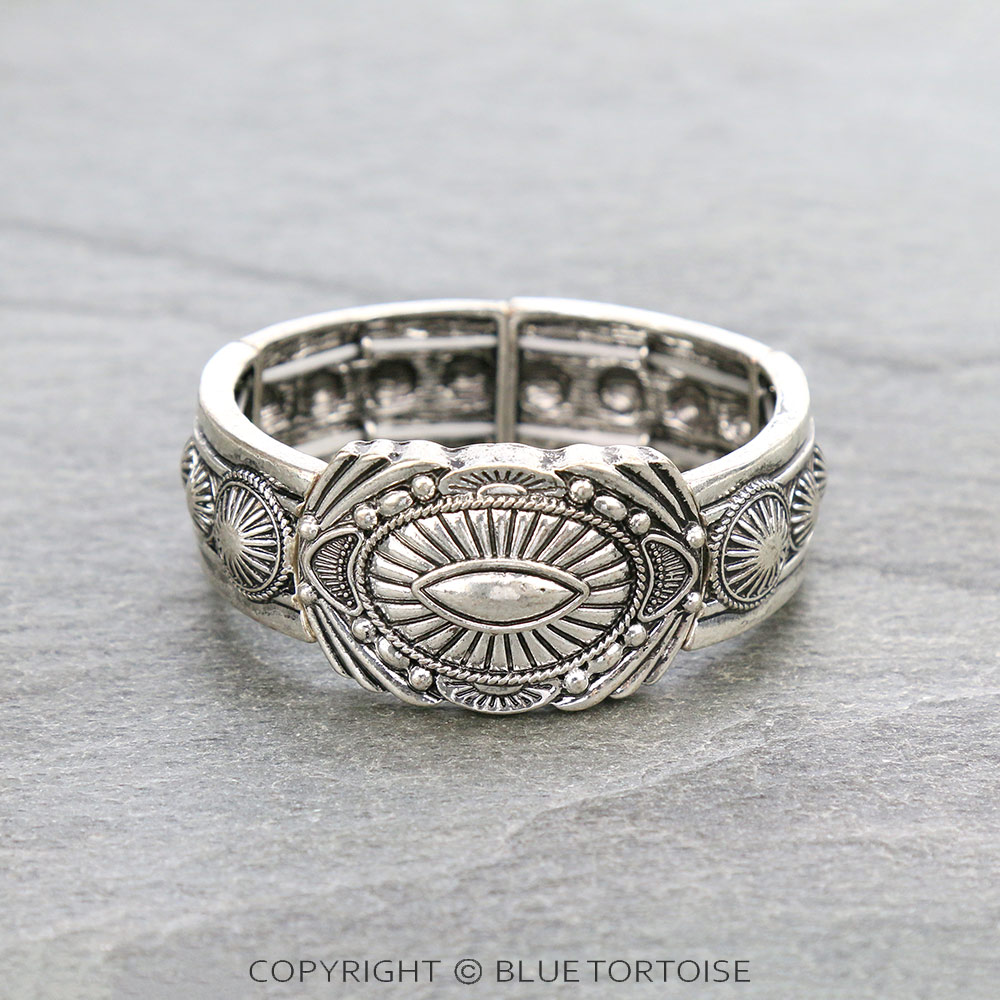 Western Texture Concho Double Stretch Bracelet