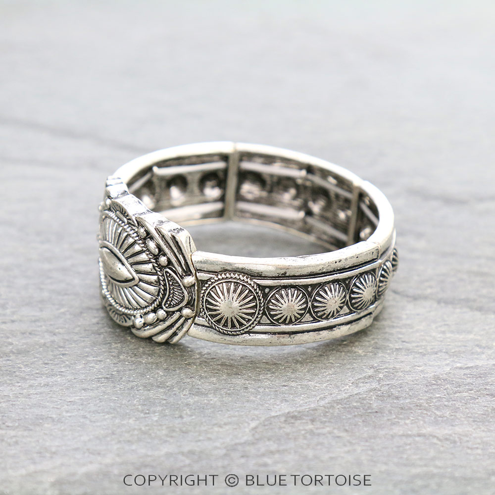 Western Texture Concho Double Stretch Bracelet - Image 2