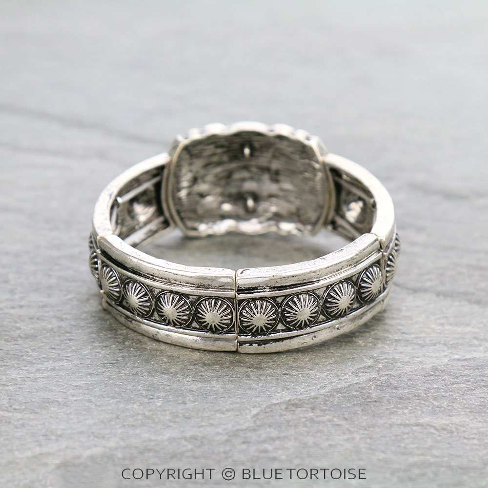 Western Texture Concho Double Stretch Bracelet - Image 3