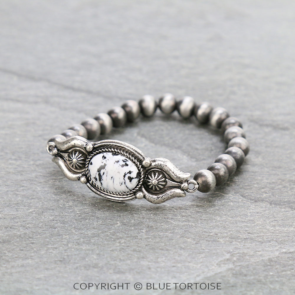 Western Handmade Stone Stretch Bracelet - Image 2
