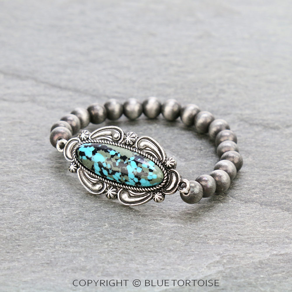Western Handmade Stone Stretch Bracelet - Image 2