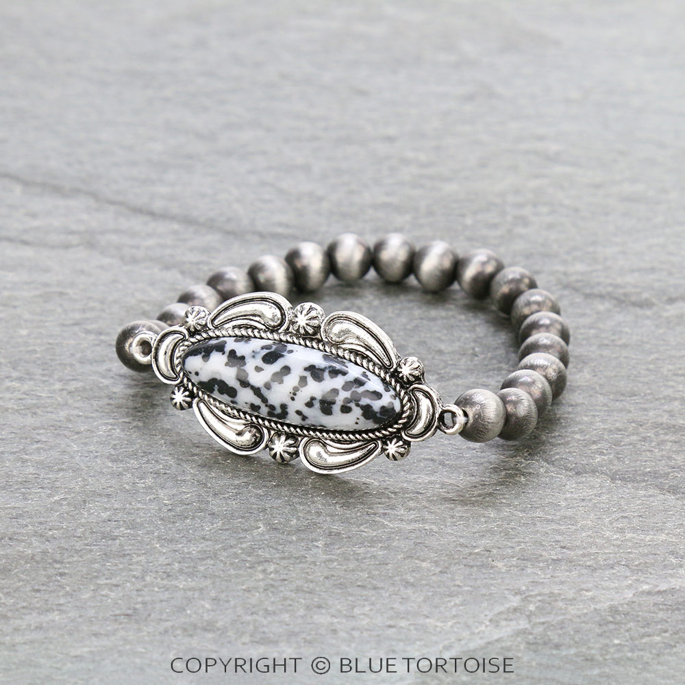 Western Handmade Stone Stretch Bracelet - Image 2