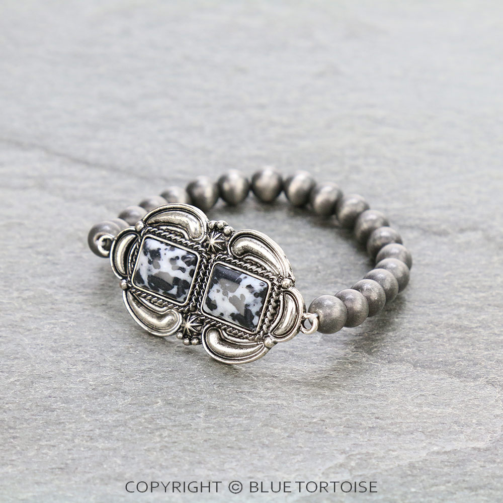 Western Handmade Stone Stretch Bracelet - Image 2