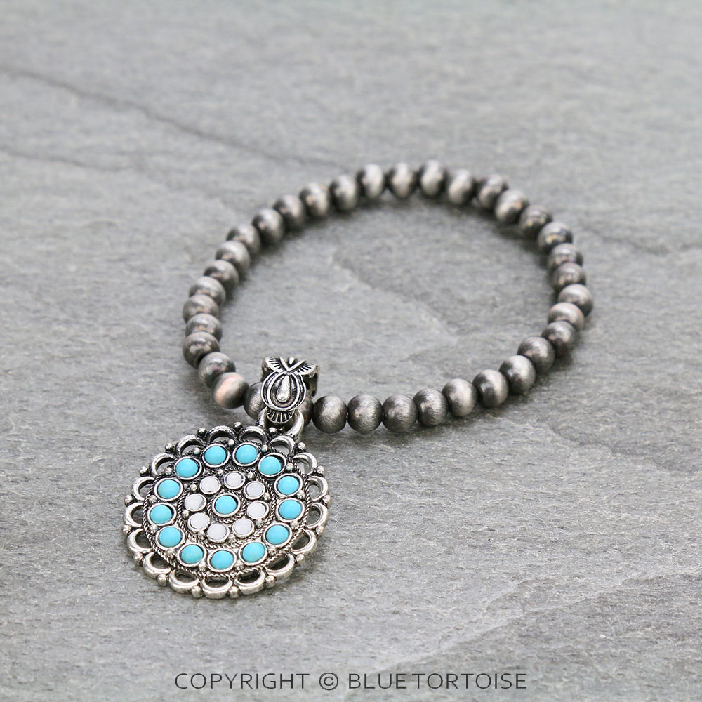 Western Concho Charm Stretch Bracelet