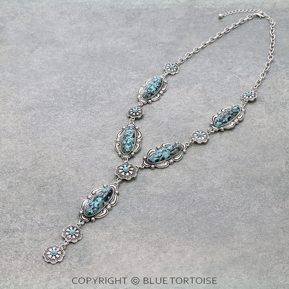 Western Handmade Stone with Concho Y Necklace