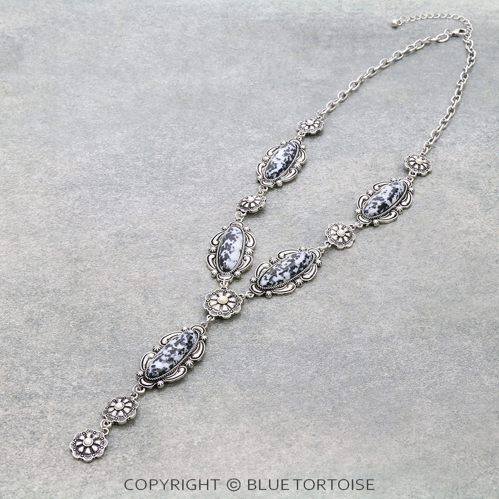 Western Handmade Stone with Concho Y Necklace