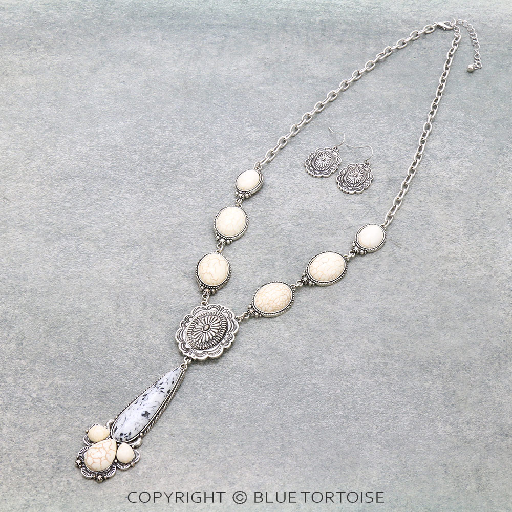 Western Concho Stone Necklace Set