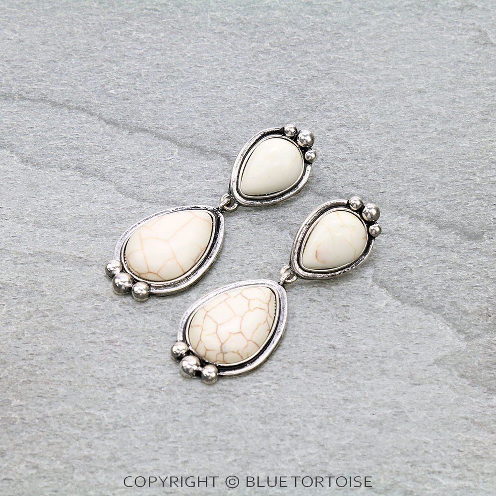 Western Teardrop Stone Stud Earrings