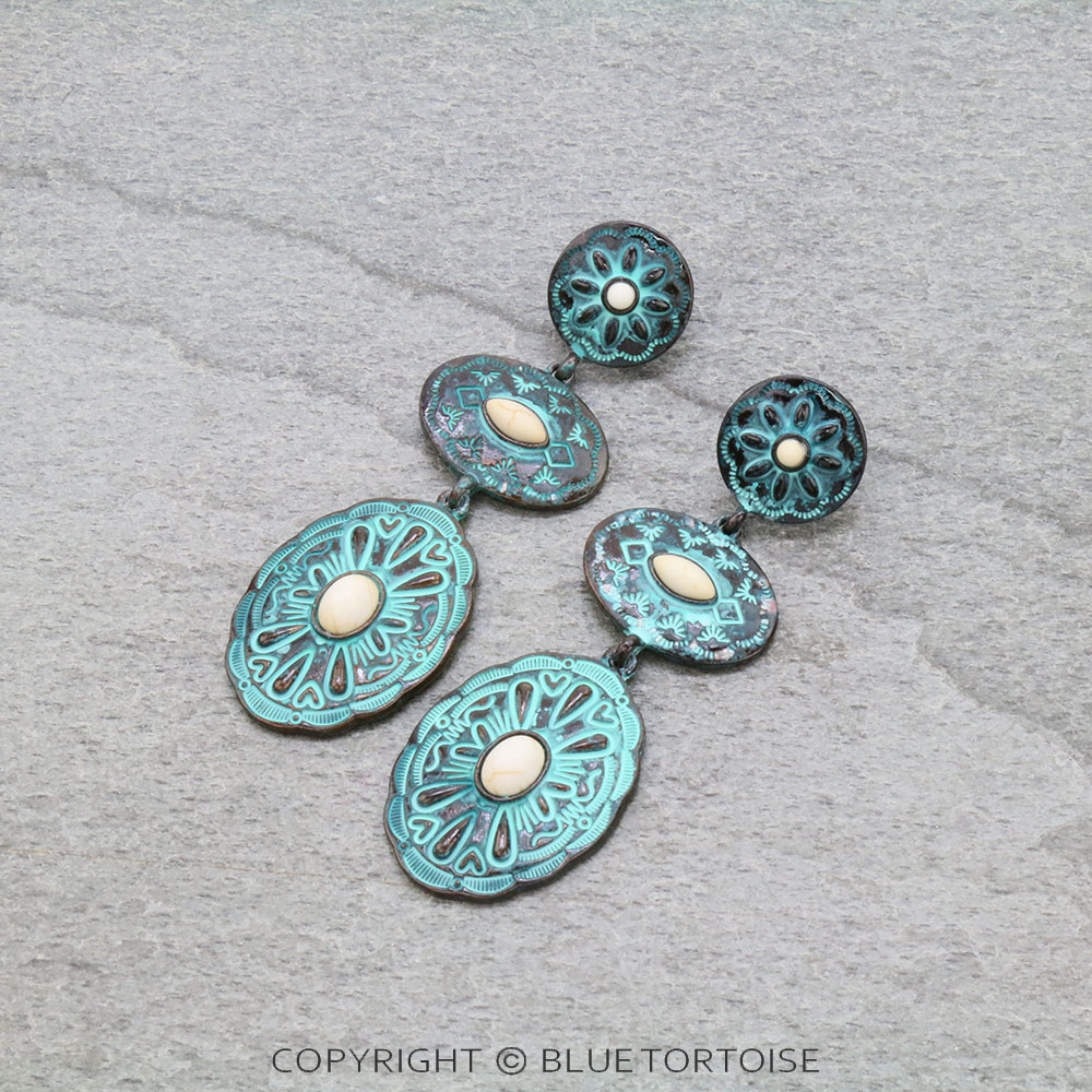 Western Texture Drop Stud Earrings