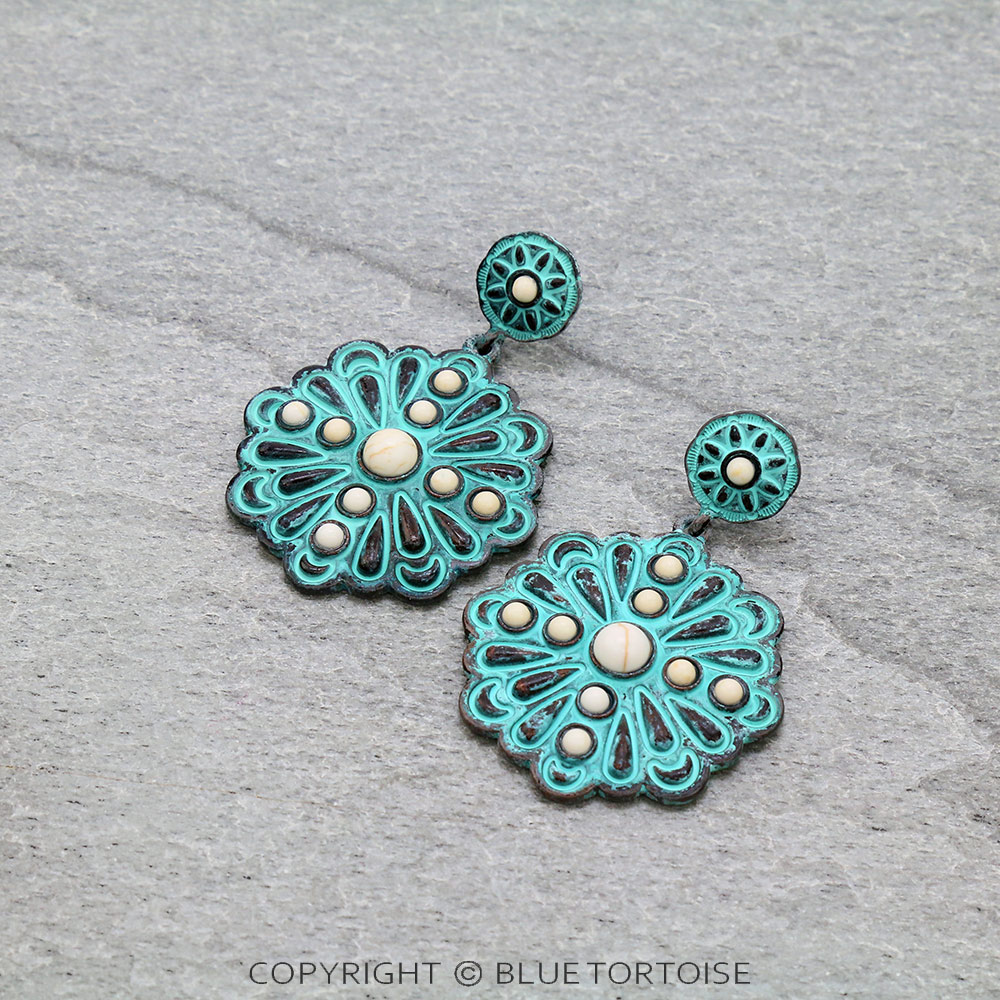 Western Texture Concho Stud Earrings