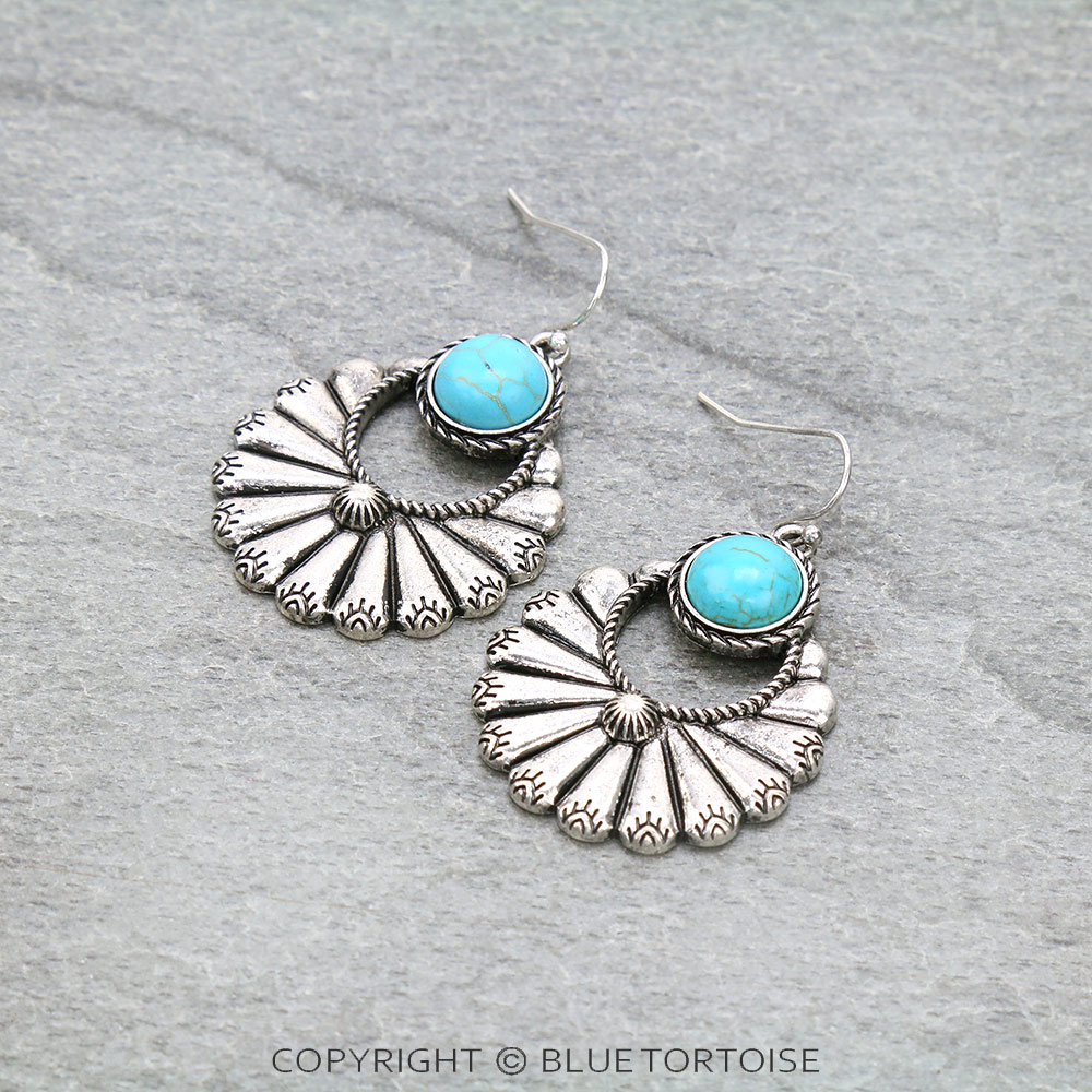 Western Texture Fan Shape Dangle Earrings