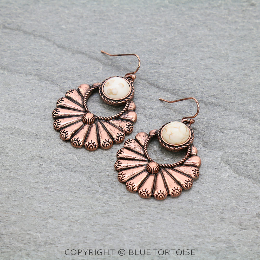 Western Texture Fan Shape Dangle Earrings