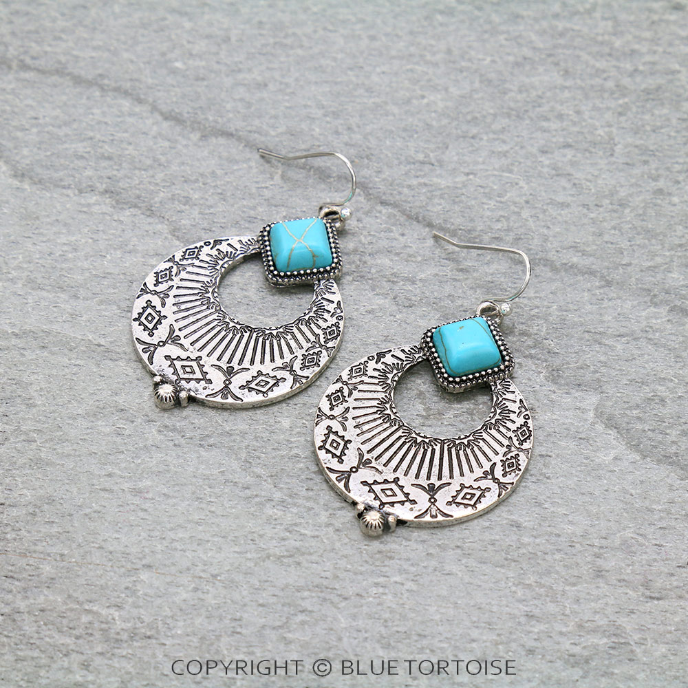 Western Texture Fan Shape Dangle Earrings
