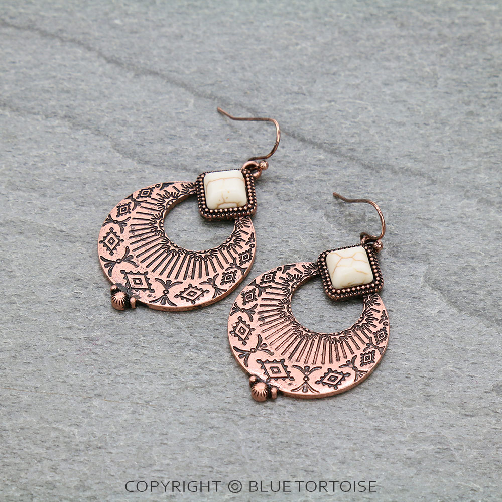 Western Texture Fan Shape Dangle Earrings
