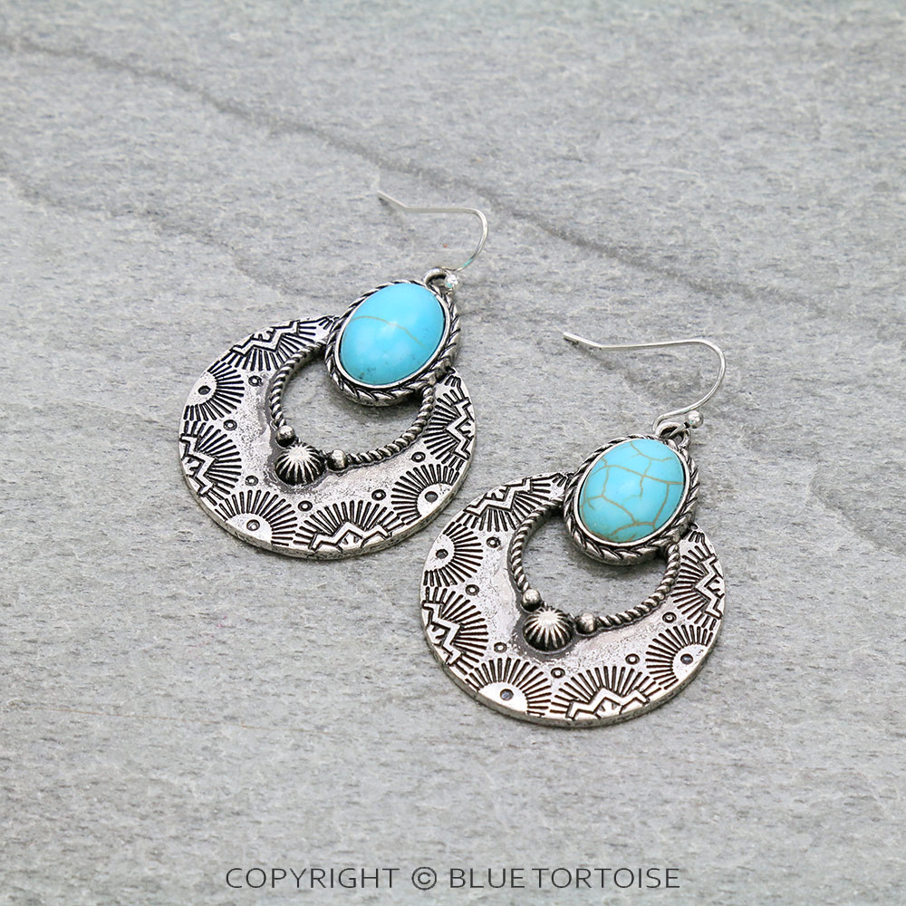 Western Texture Fan Shape Dangle Earrings