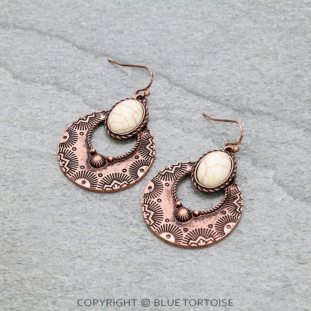 Western Texture Fan Shape Dangle Earrings