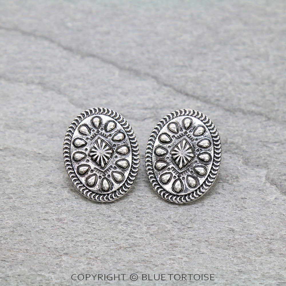 Western Texture Design Stud Earrings