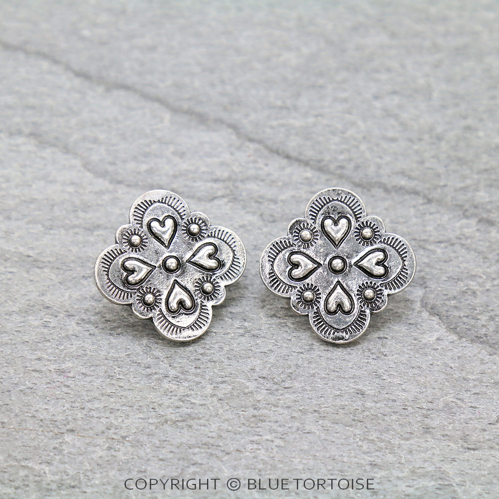 Western Texture Quatrefoil Stud Earrings